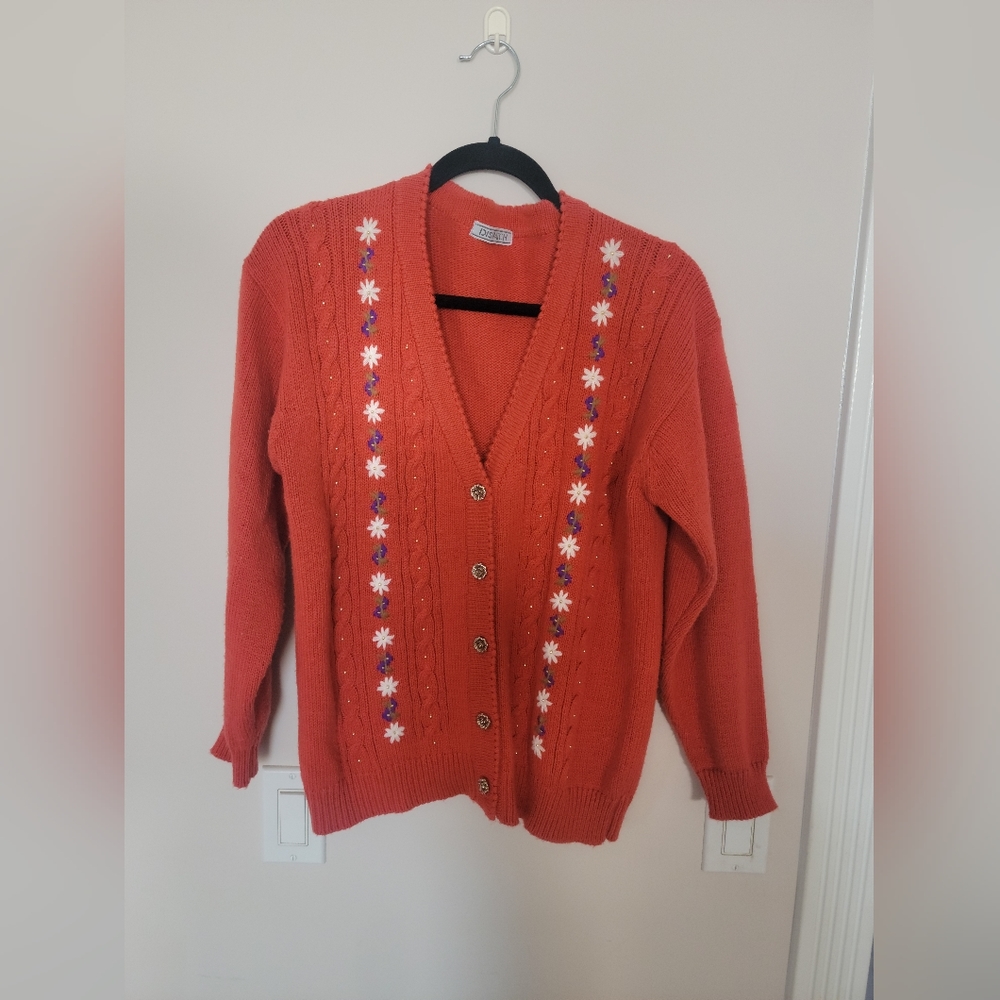 Vintage Burnt Orange Cardigan XS